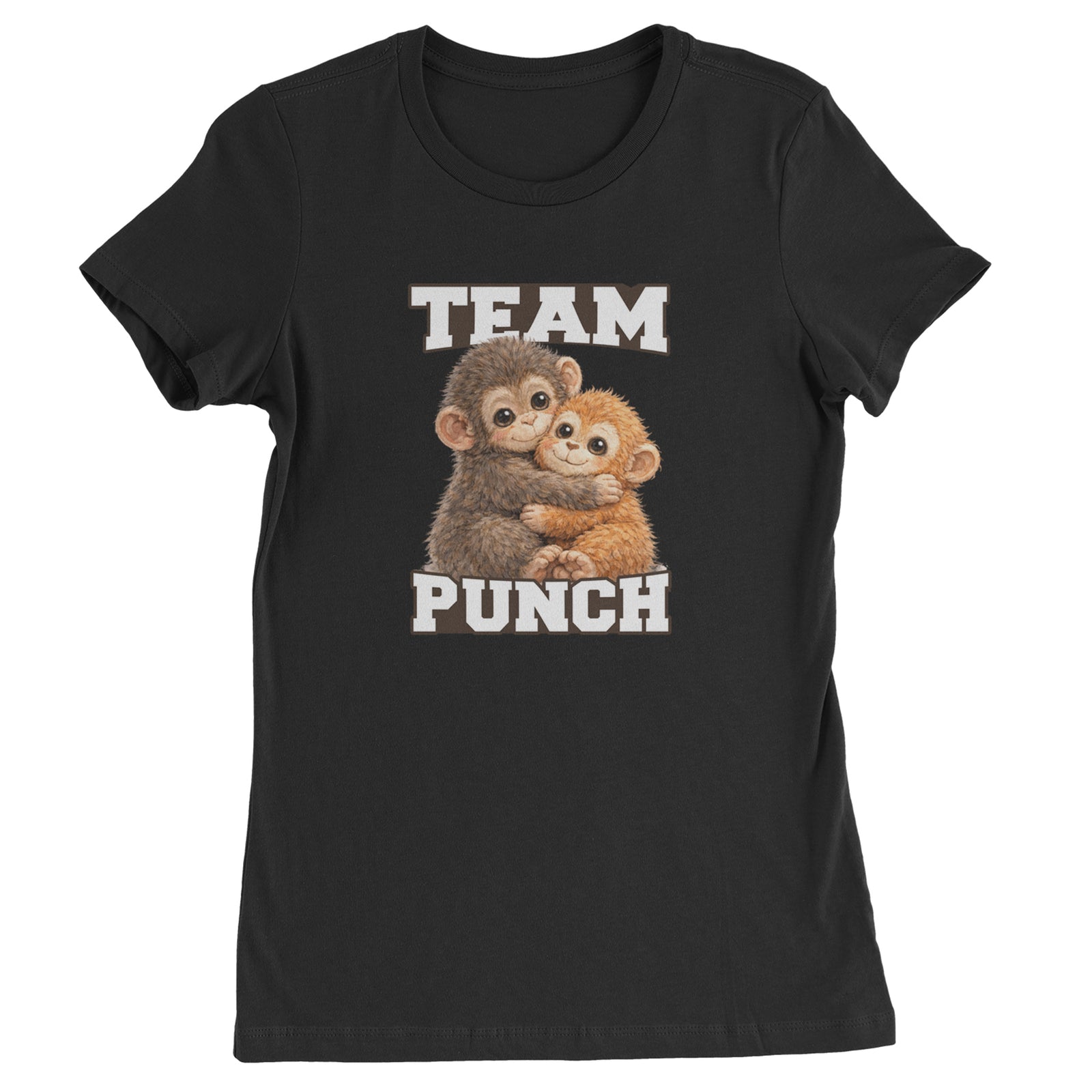 Team Punch Panchi-kun Monkey Womens T-shirt Black