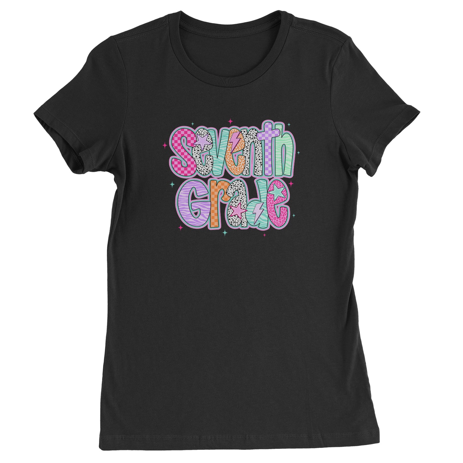 Seventh Grade Swagger Colorful Back to School Womens T-shirt Black