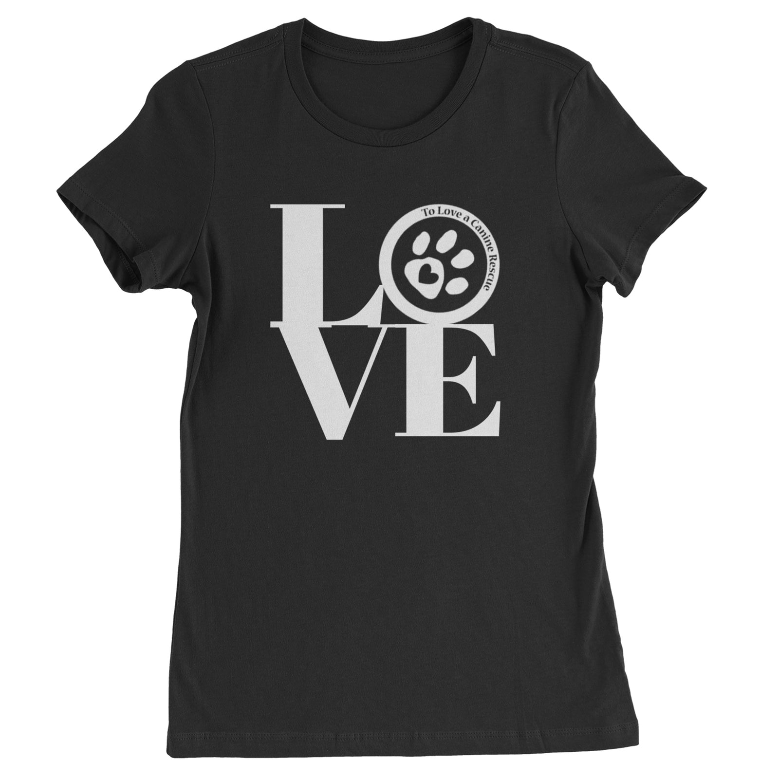 TLC LOVE Dog Rescue Womens T-shirt Black