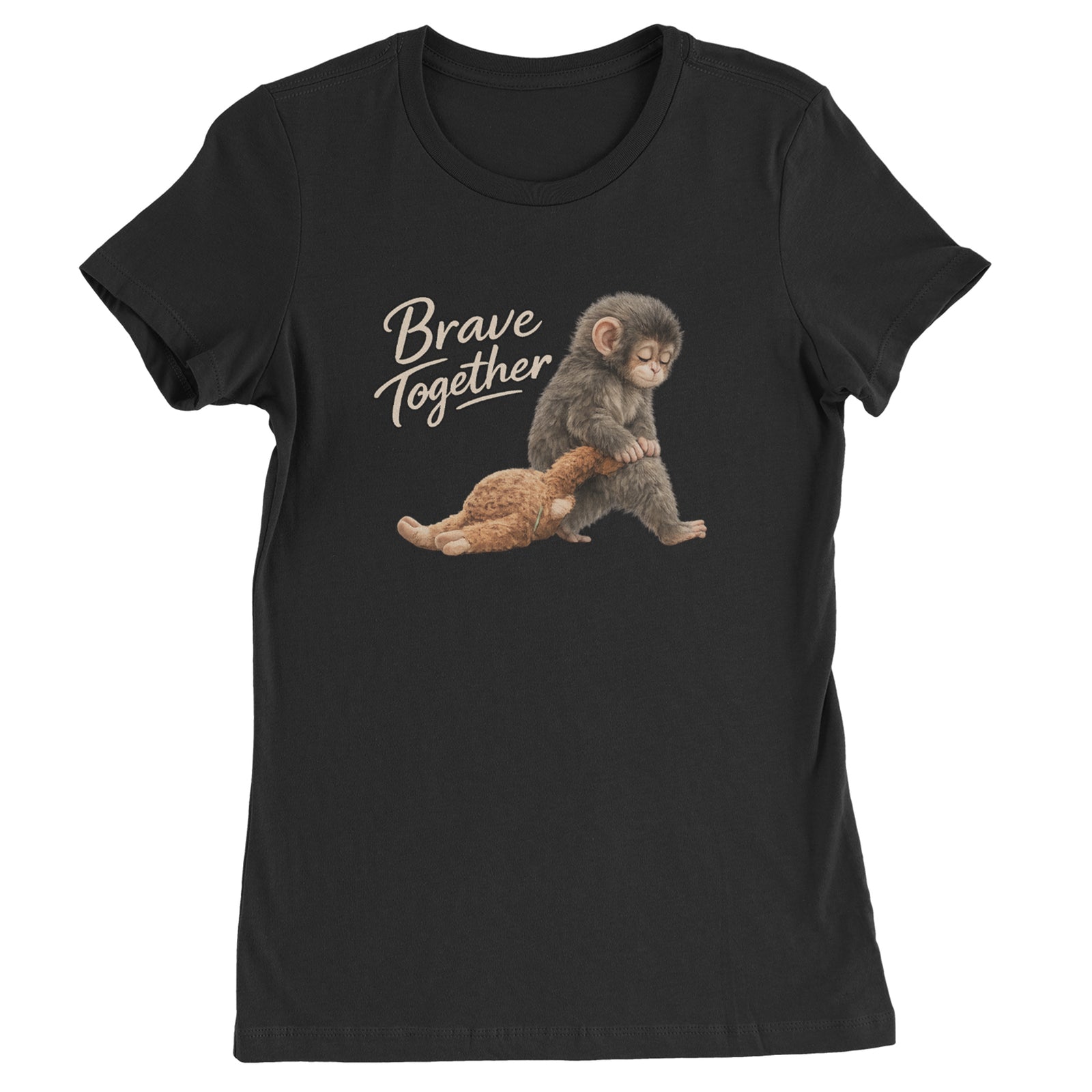 Punch Brave Together Stuffed Animal Womens T-shirt Black