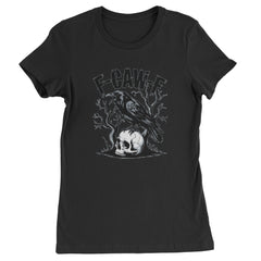 F-Caw-F Crow On Skull F-ck Off Gothic Womens T-shirt Black