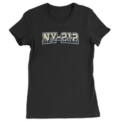 New York City 212 Area Code Skyline  Womens T-shirt Black