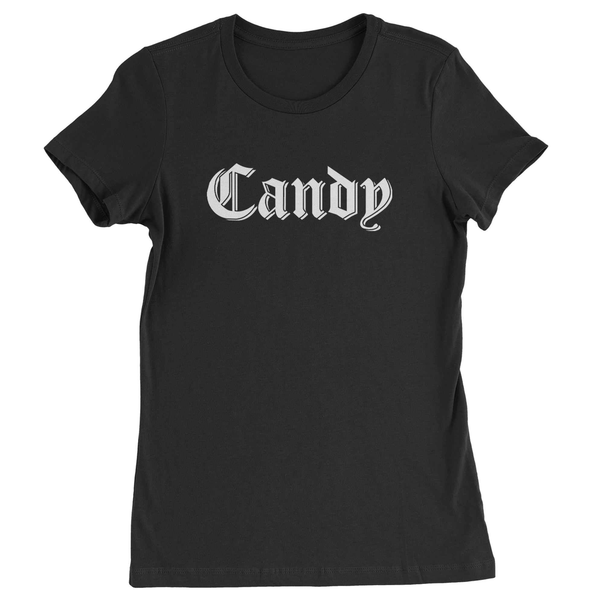 Candy Gothic Lettering Womens T-shirt Black