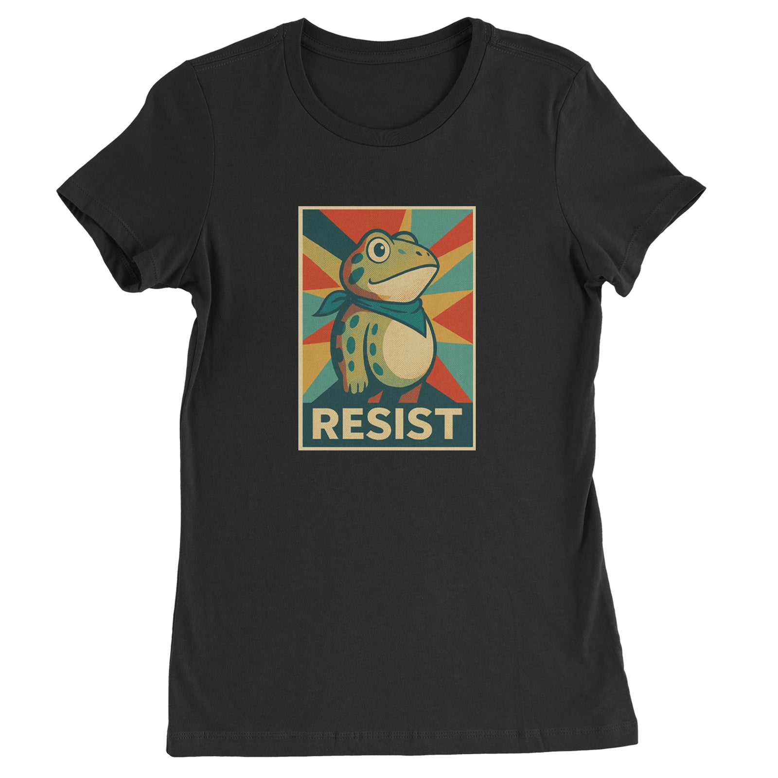 Resist Portland Protest Frog Womens T-shirt Black