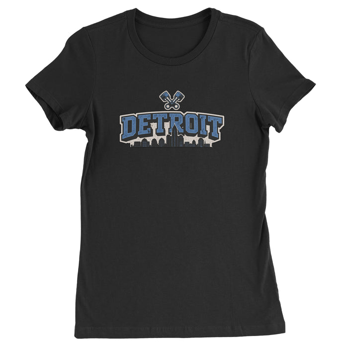 Detroit Motor City Retro Piston Womens T-shirt