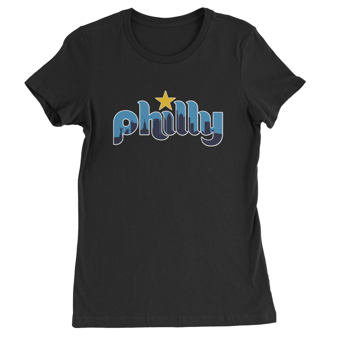 Skyline Philly Philadelphia Womens T-shirt Black