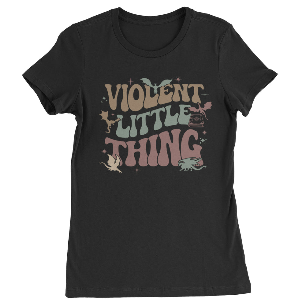 Violent Little Thing Dragon graphic on Women's Heavyweight Cotton T-Shirt in Black