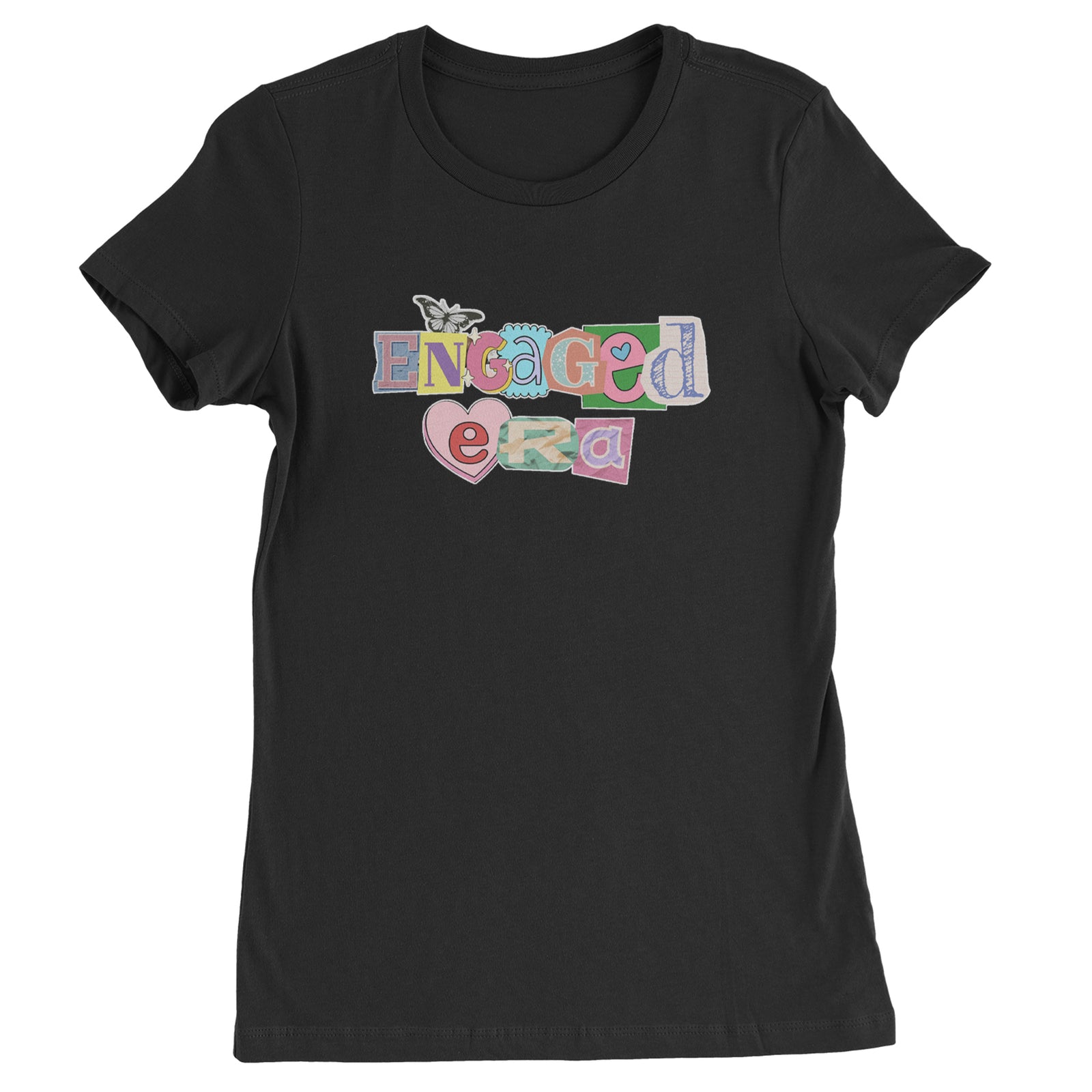 Engaged Era Aesthetic Retro Collage Design Womens T-shirt Black