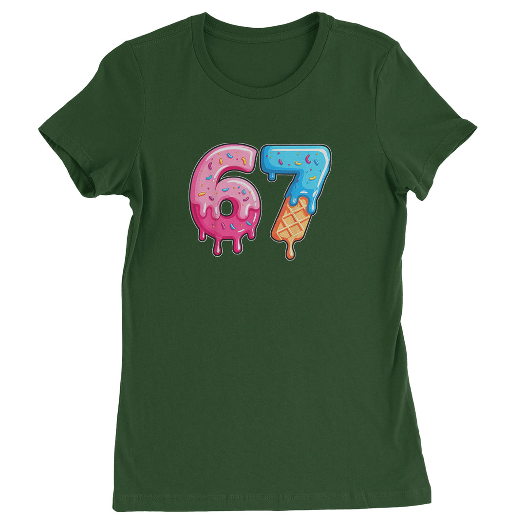 67 Dripping Ice Cream Donut Melt Womens T-shirt Forest Green