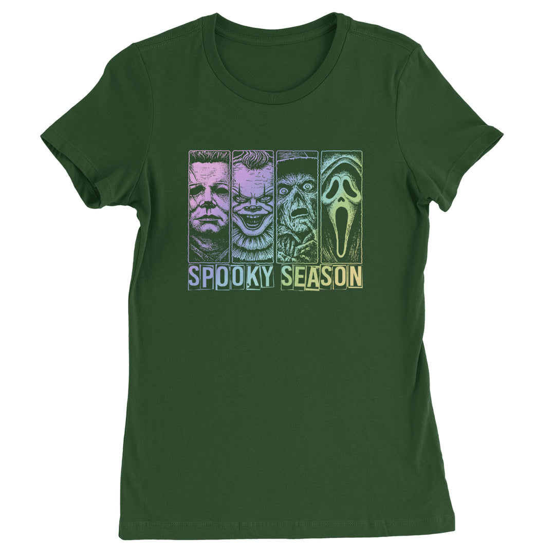 Spooky Season Horror Icons Halloween Womens T-shirt Forest Green