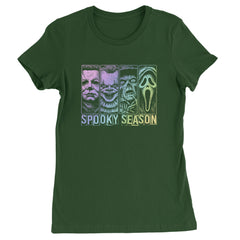 Spooky Season Horror Icons Halloween Womens T-shirt Forest Green