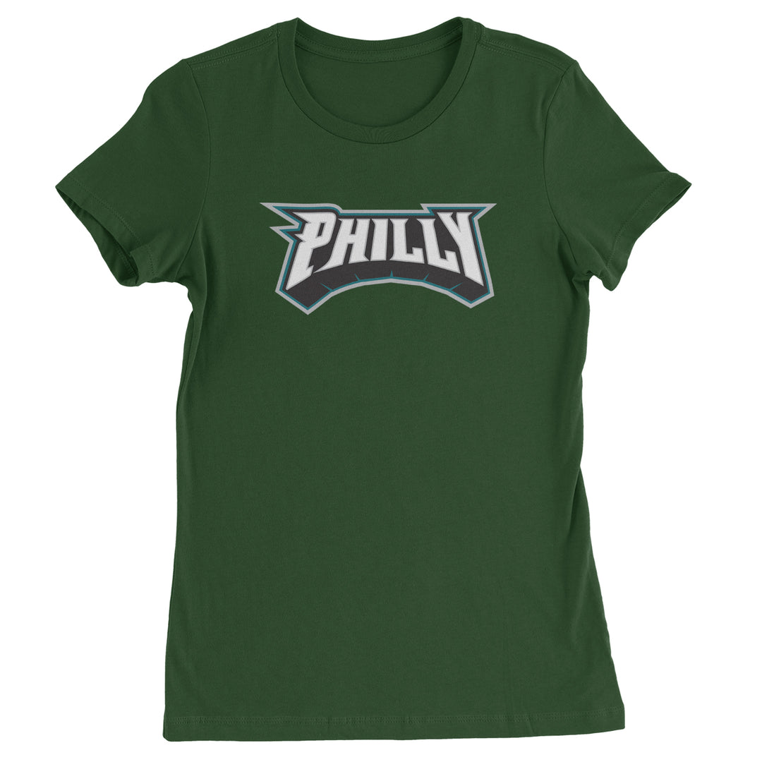 Philly Bold Block Throwback Womens T-shirt Forest Green