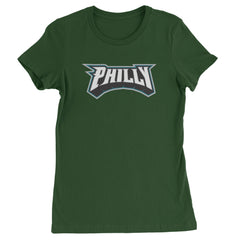 Philly Bold Block Throwback Womens T-shirt Forest Green