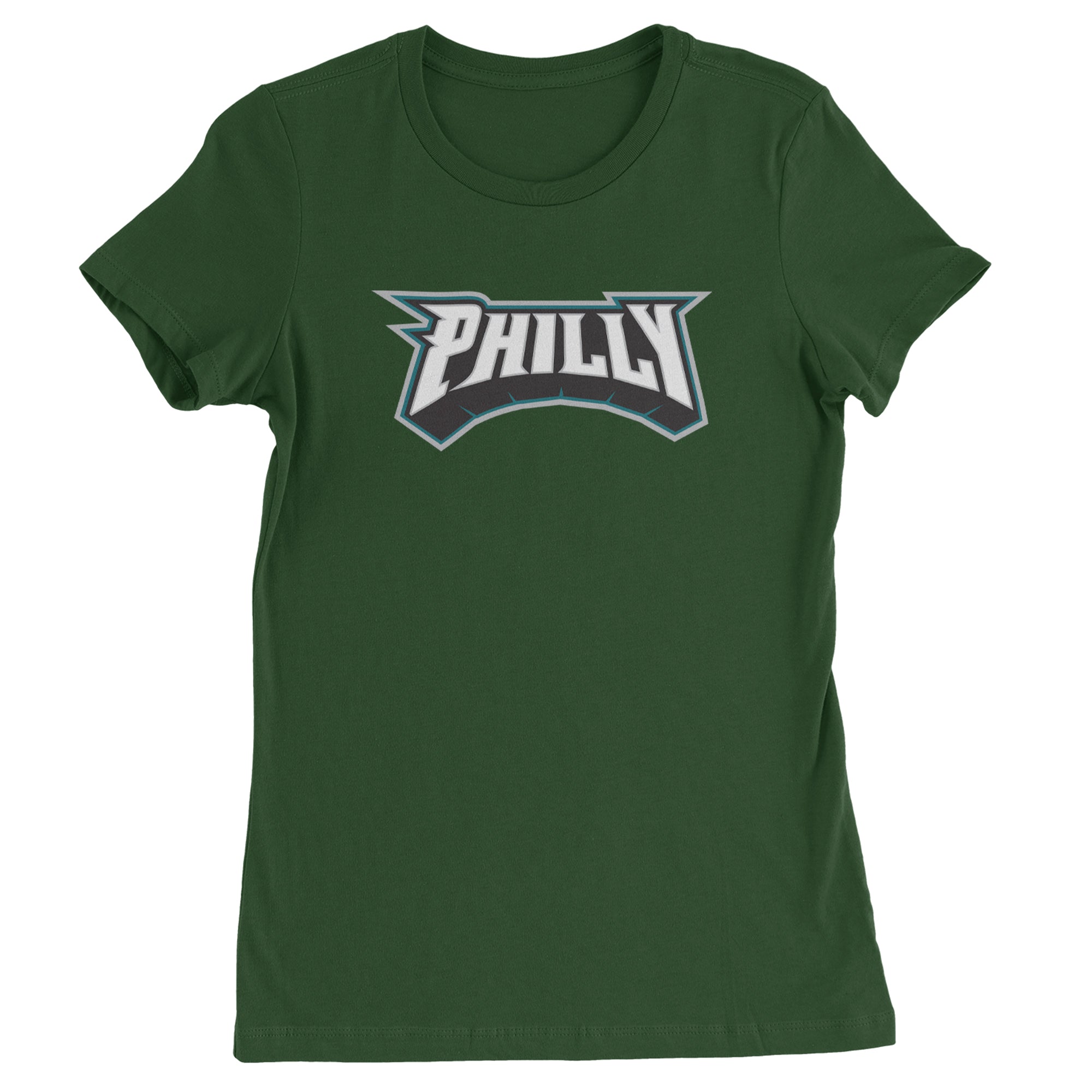 Philly Bold Block Throwback Womens T-shirt Forest Green