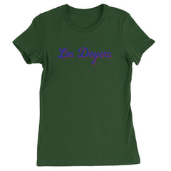 Los Doyers LA Baseball Womens T-shirt Forest Green