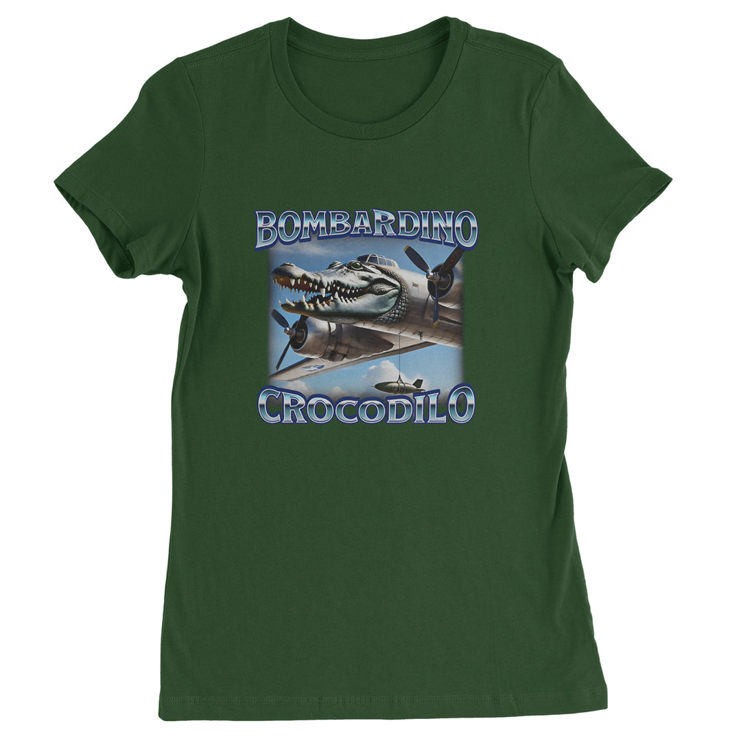 Bombardino Crocodilo Brainrot Womens T-shirt Forest Green
