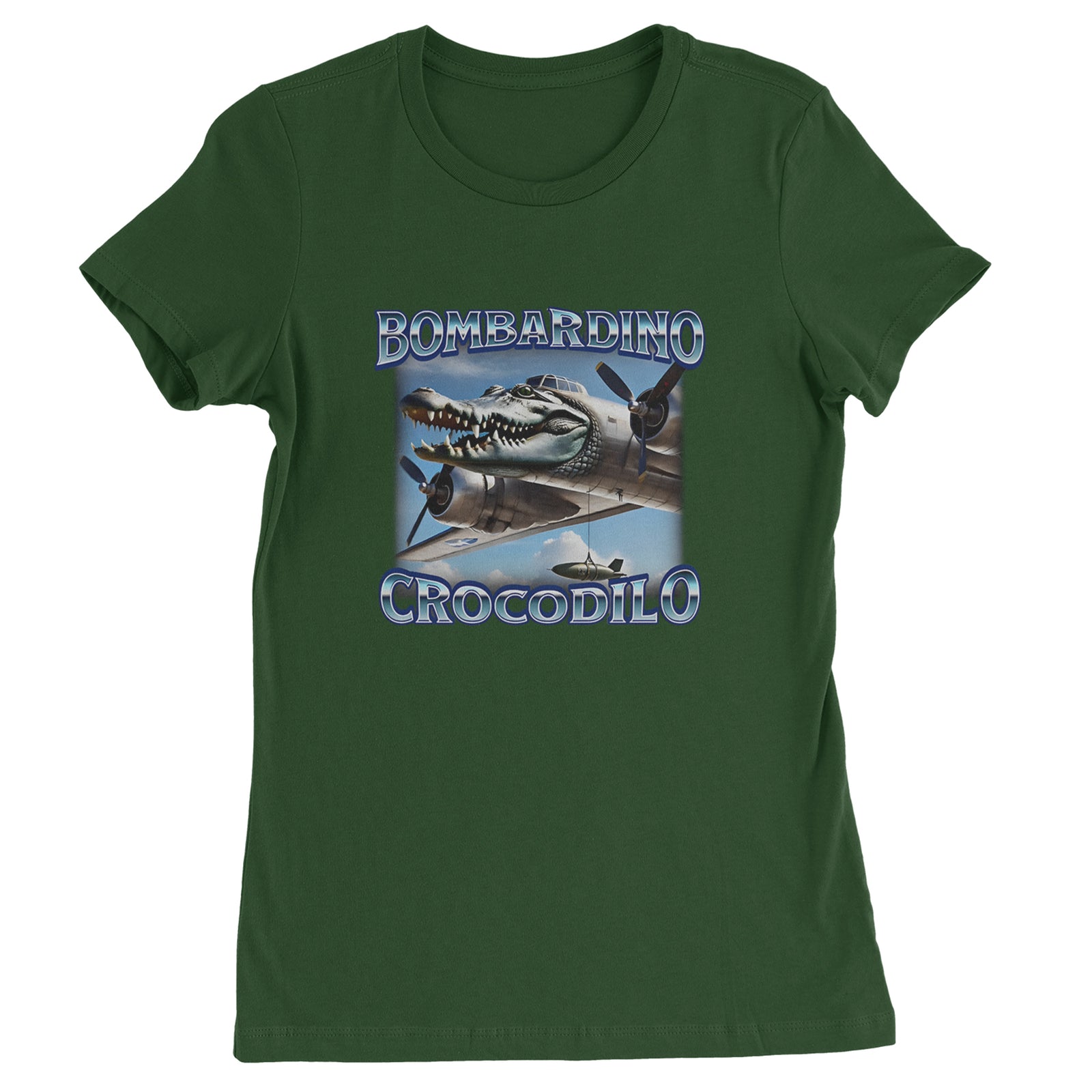 Bombardino Crocodilo Brainrot Womens T-shirt Black
