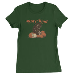 Punch Stay Kind Macaque Womens T-shirt Forest Green
