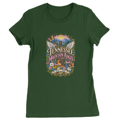 Tennessee Mountain Angel Wings Dolly Womens T-shirt Forest Green