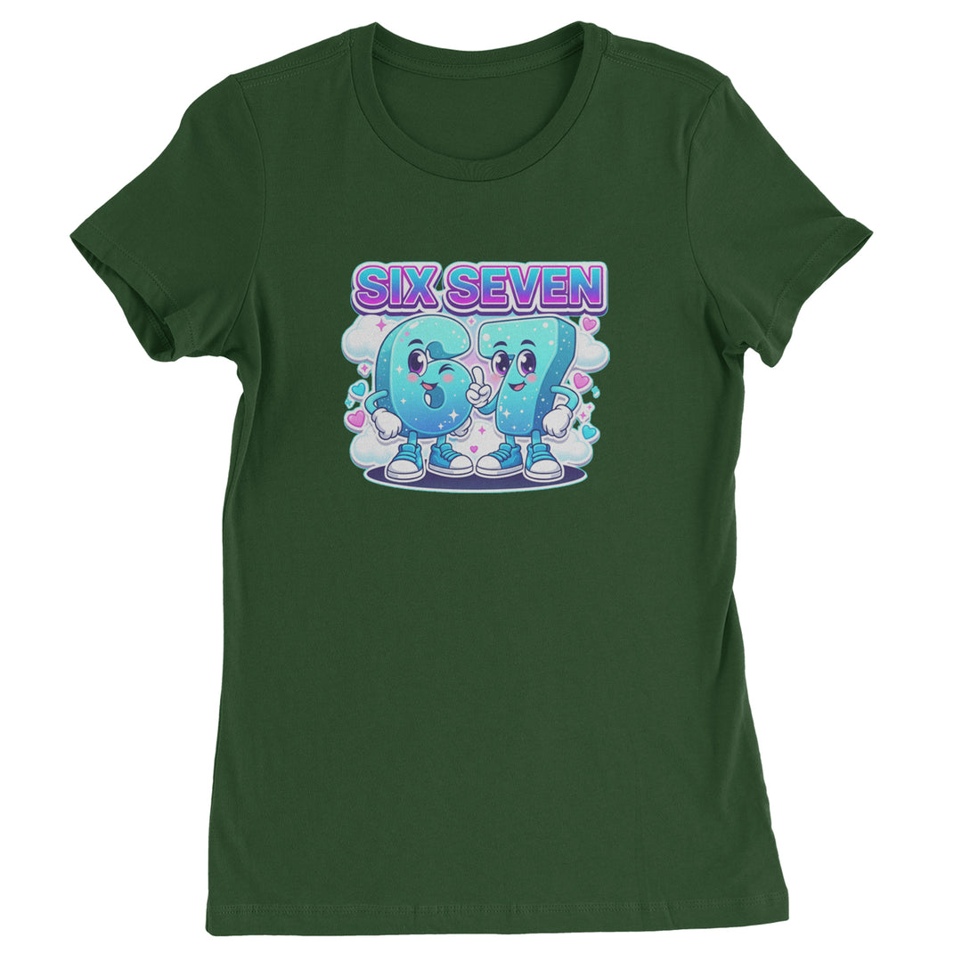 67 Six Seven Meme Kawaii Cloud Womens T-shirt Forest Green