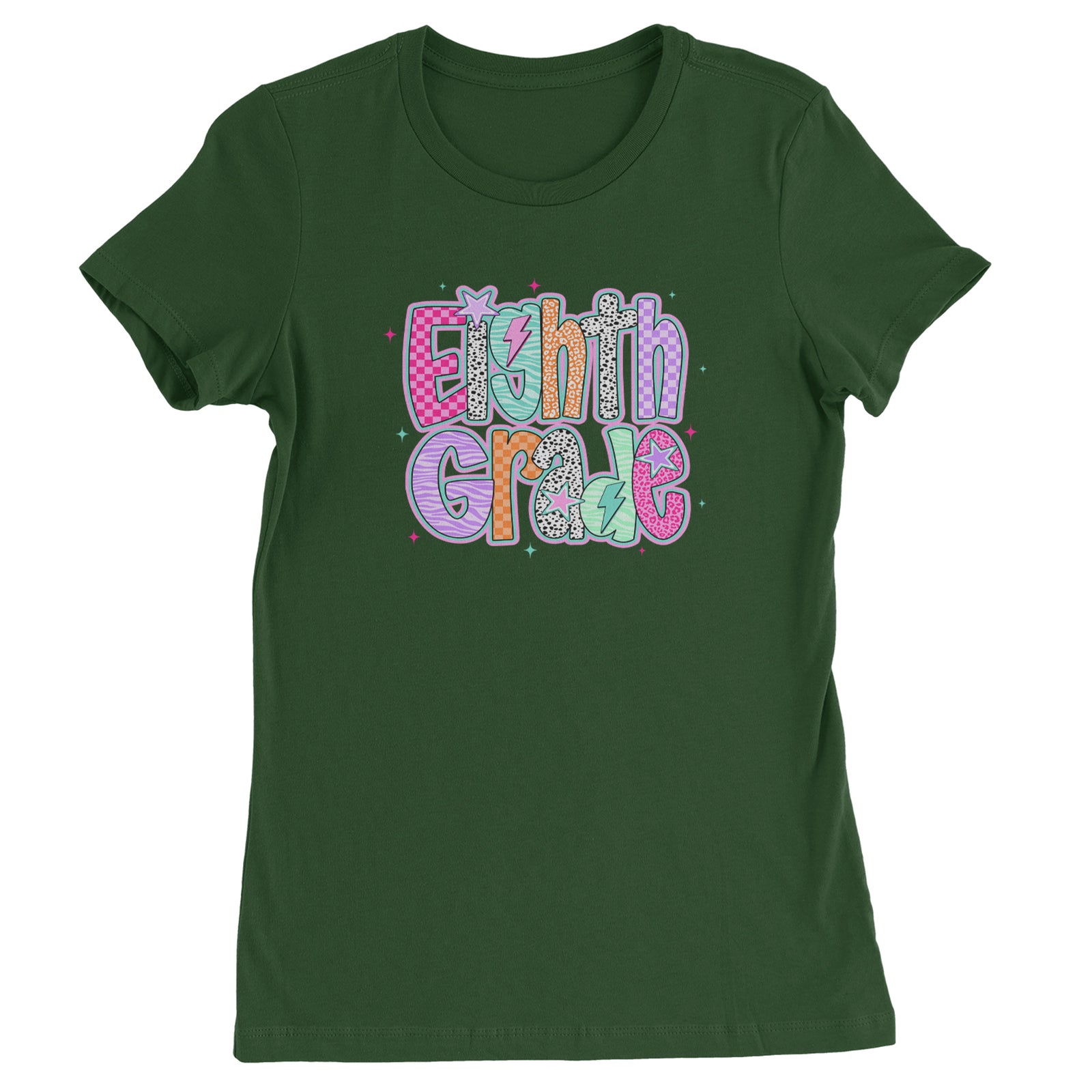 Eighth Grade Energy Colorful Back to School Womens T-shirt Black