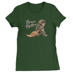 Punch Brave Together Stuffed Animal Womens T-shirt Forest Green
