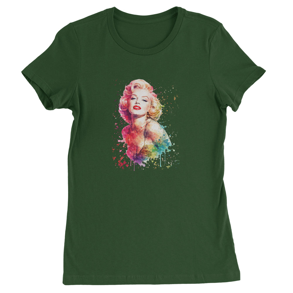 Mrs. Monroe Watercolors Bombshell Womens T-shirt Forest Green
