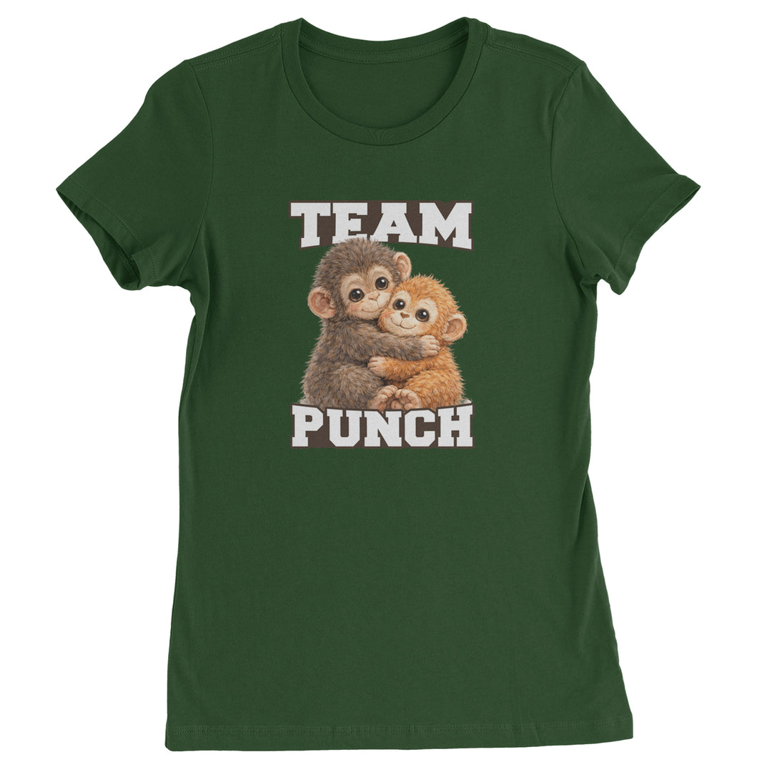 Team Punch Panchi-kun Monkey Womens T-shirt Forest Green