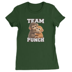 Team Punch Panchi-kun Monkey Womens T-shirt Forest Green