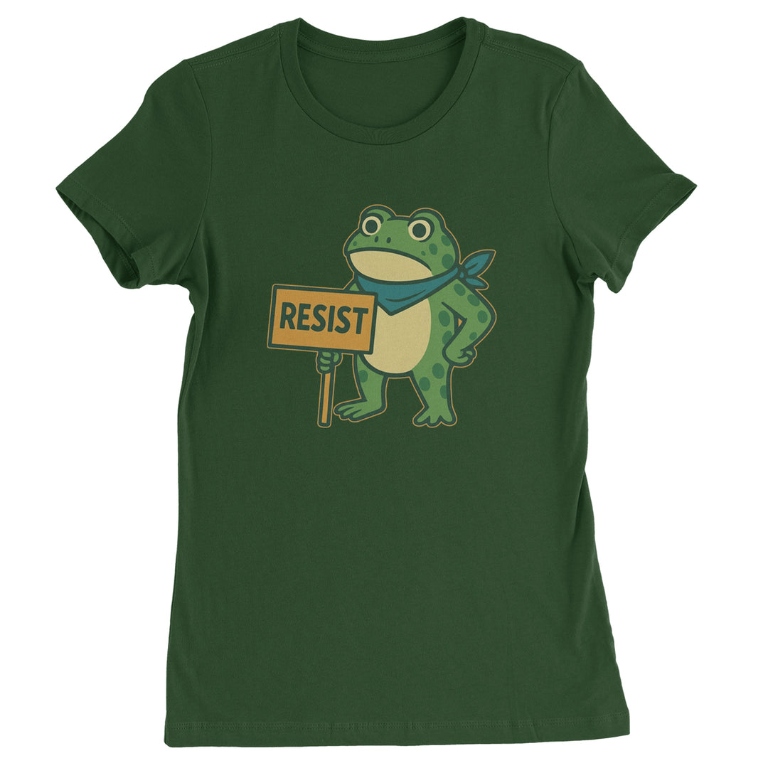 Sign Resist Meme Frog Protest Womens T-shirt Forest Green