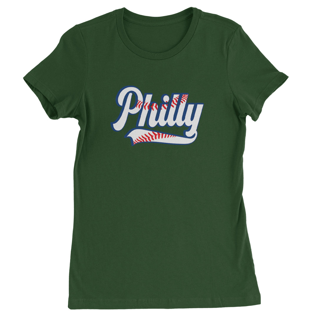 Philly Baseball Stitching Womens T-shirt Forest Green