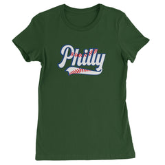 Philly Baseball Stitching Womens T-shirt Forest Green