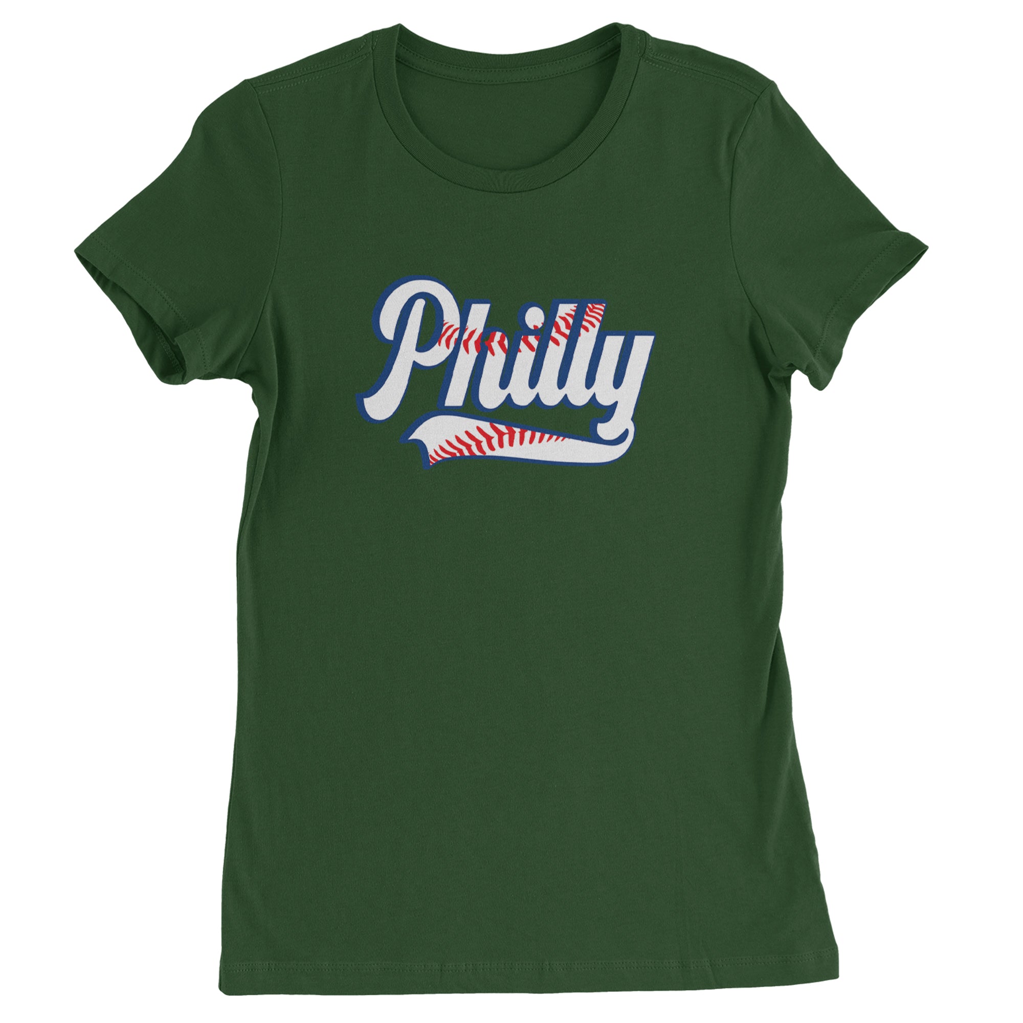 Philly Baseball Stitching Womens T-shirt Forest Green
