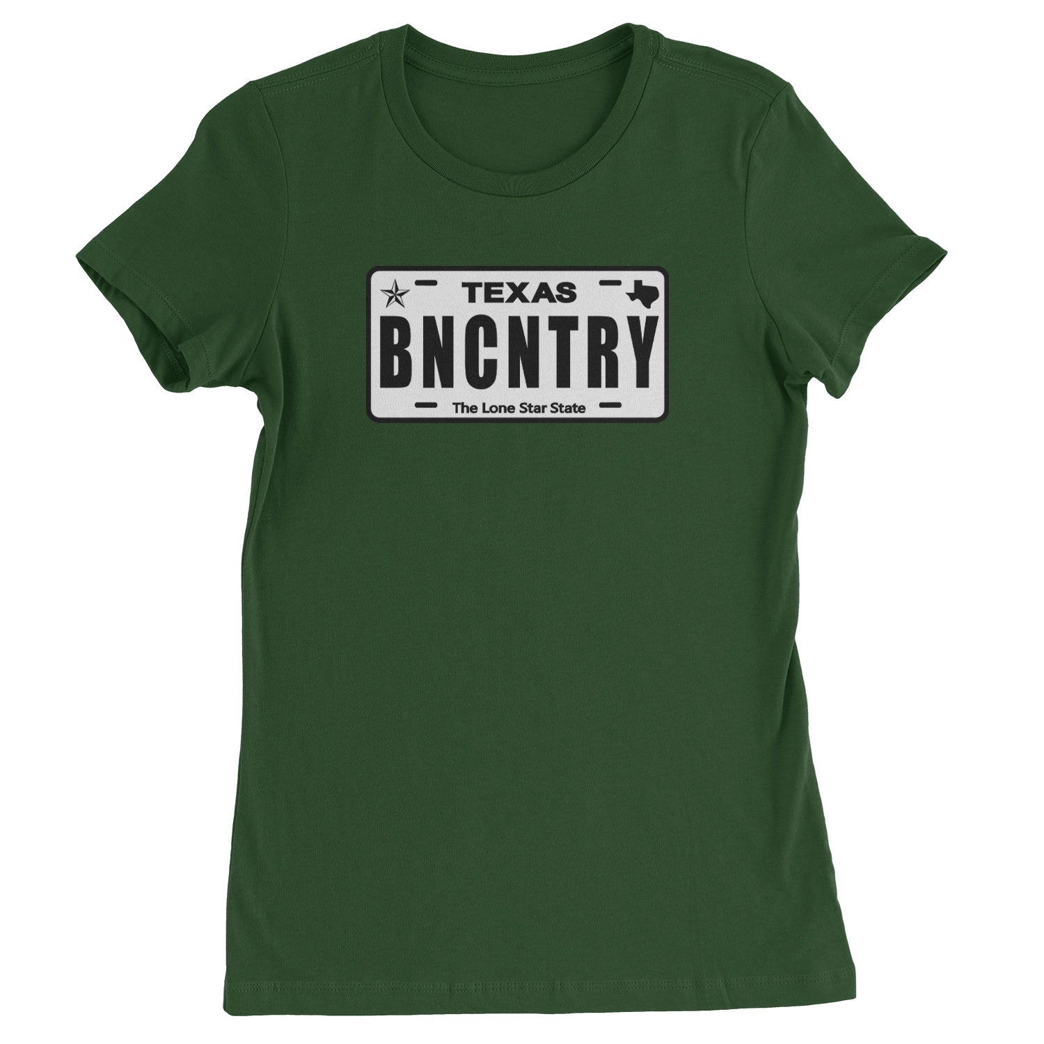 Texas License Plate BNCNTRY  Womens T-shirt Forest Green