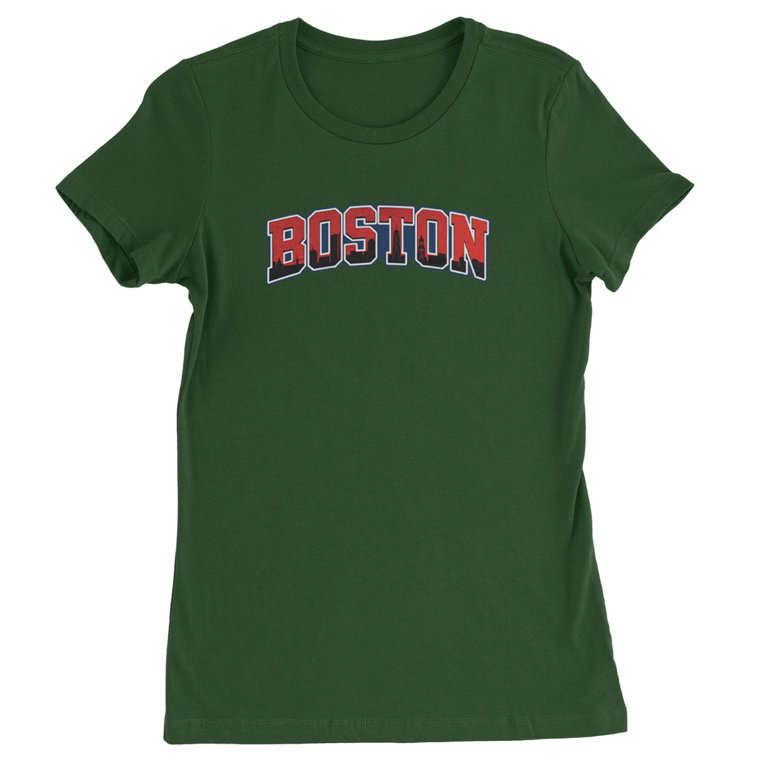 Boston City Pride Skyline Womens T-shirt Forest Green