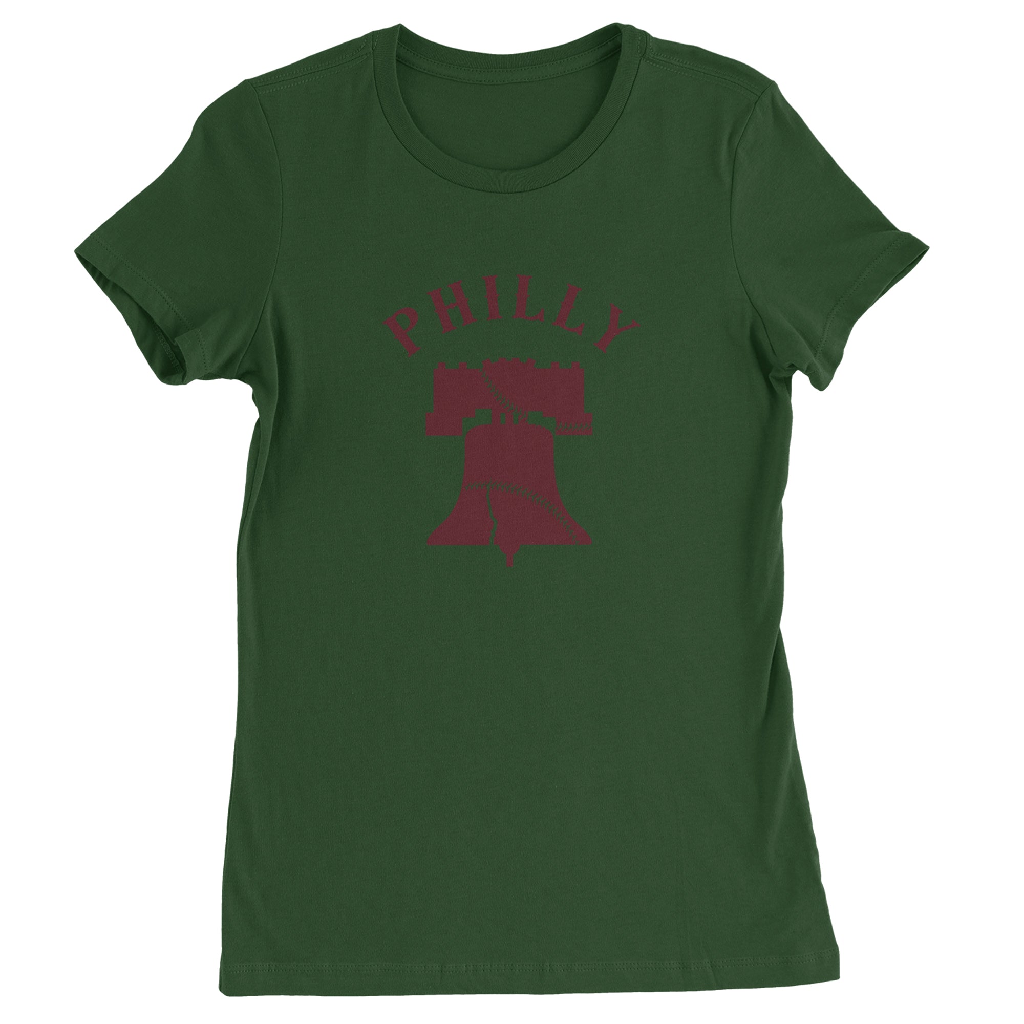 Philly Cracked Liberty Bell Womens T-shirt Forest Green