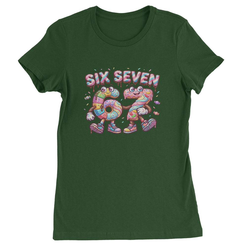 67 Candy Swirl Meme graphic on Women's Heavyweight Cotton T-Shirt in Forest Green