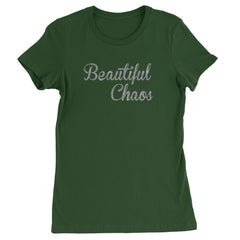 Beautiful Chaos Glitter Music Festival Womens T-shirt Forest Green