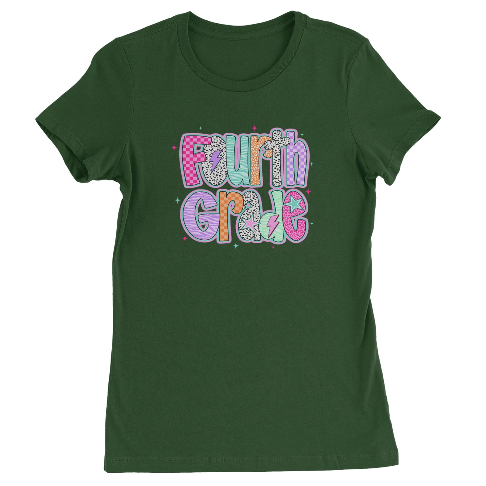 Fourth Grade Fierce Colorful Back to School Womens T-shirt Black