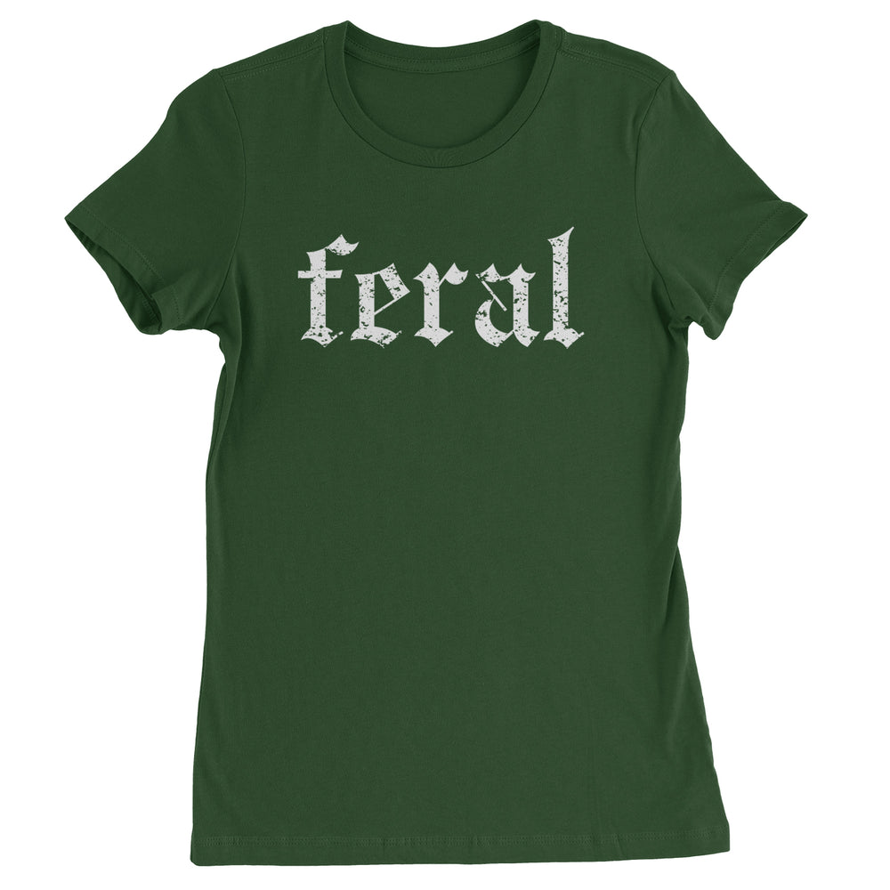 Feral Club Rat Festival Rave EDM graphic on Women's Heavyweight Cotton T-Shirt in Forest Green