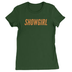 Showgirl Orange Glitter Womens T-shirt Forest Green