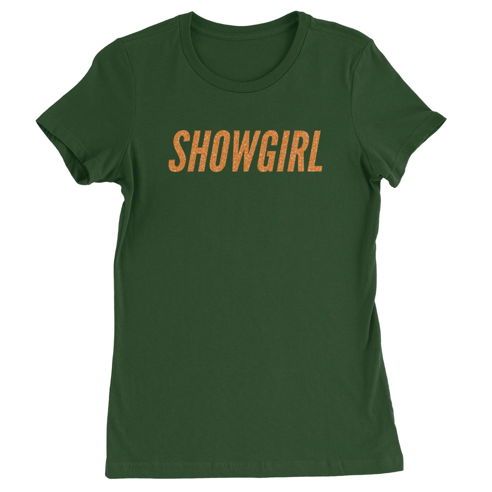 Showgirl Orange Glitter Womens T-shirt Black