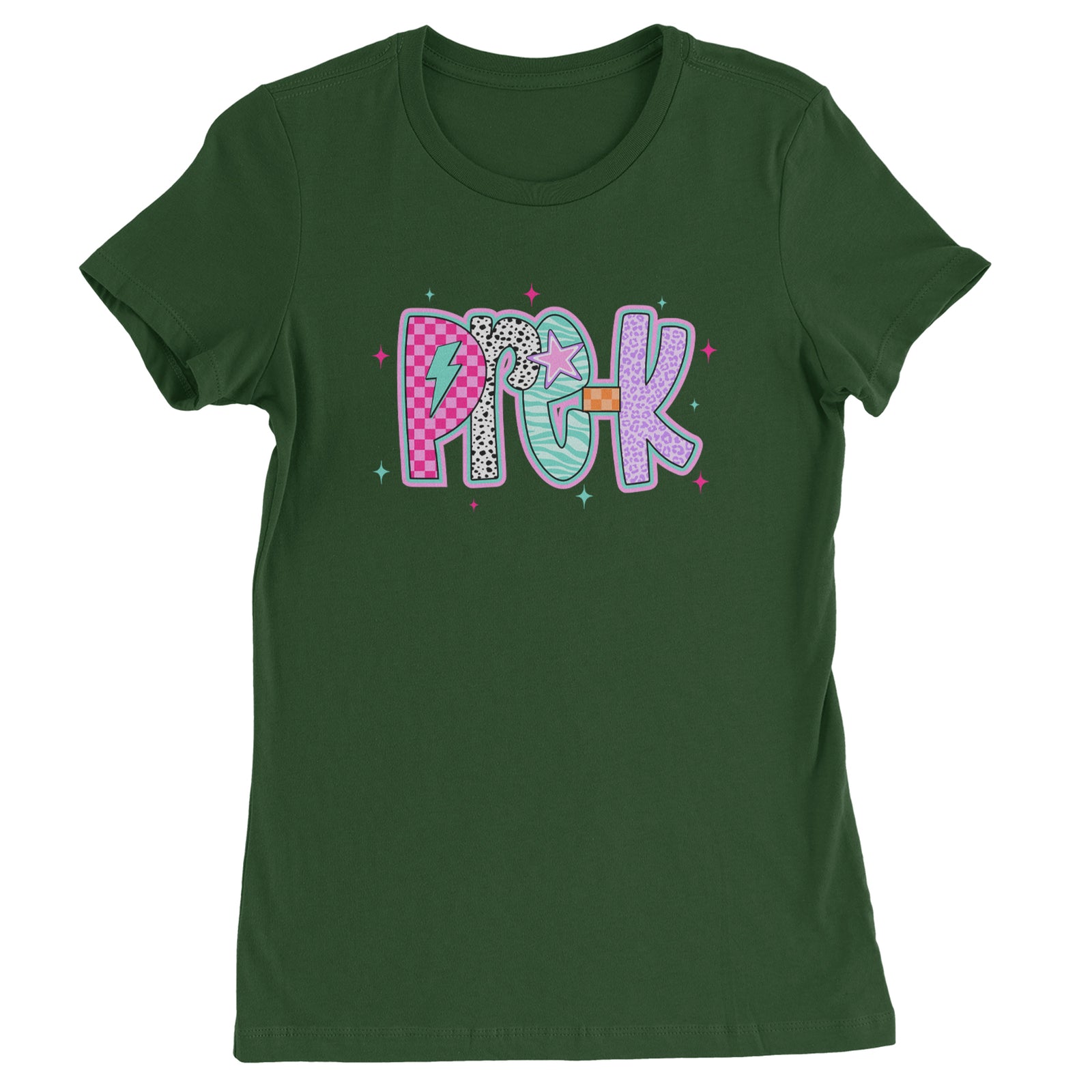 Pre-K Party Time Colorful Back to School Womens T-shirt Black