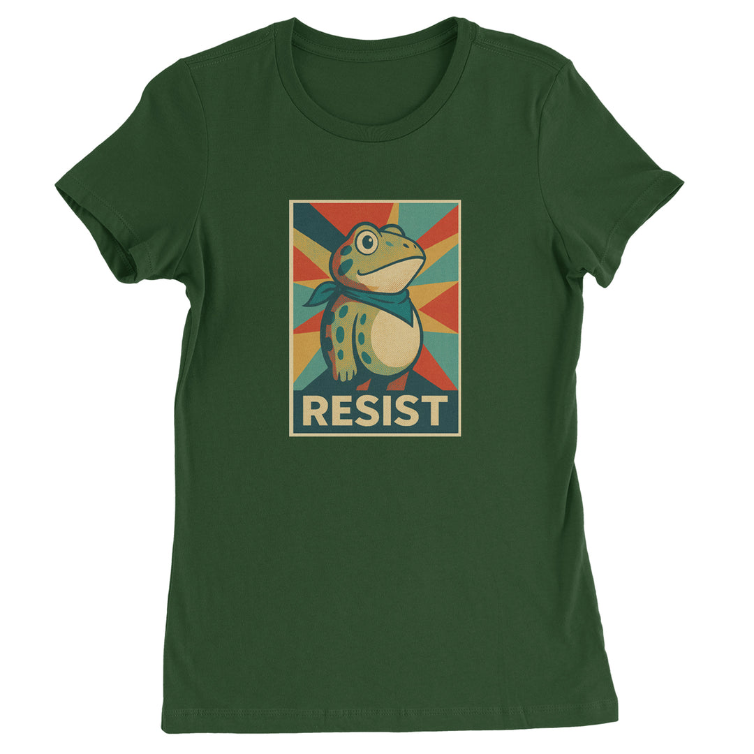 Resist Portland Protest Frog Womens T-shirt Forest Green