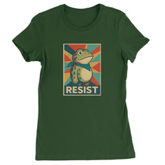 Resist Portland Protest Frog Womens T-shirt Forest Green