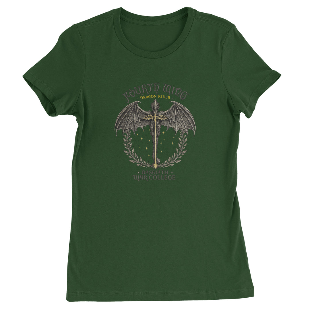 Fourth Wing Dragon Rider Vintage Basgiath War College Womens T-shirt Forest Green