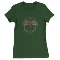 Fourth Wing Dragon Rider Vintage Basgiath War College Womens T-shirt Forest Green