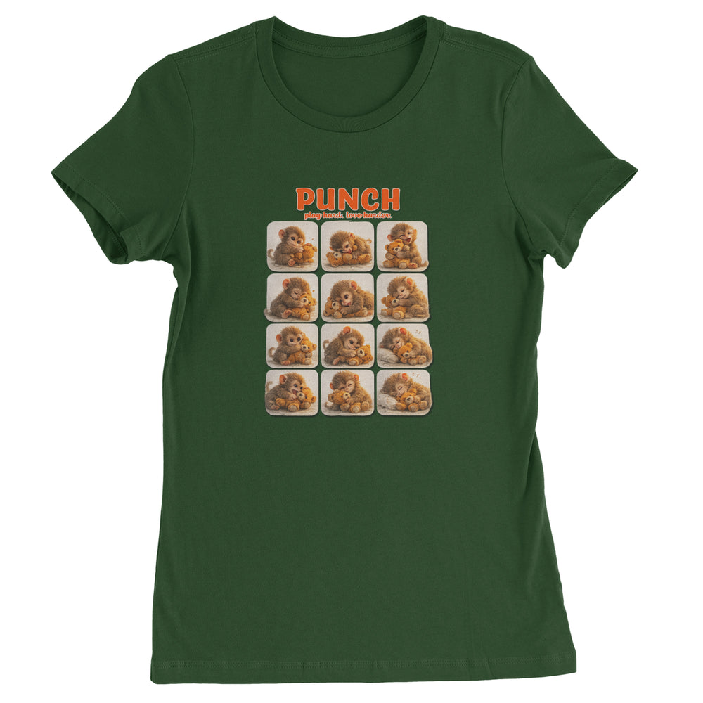 Punch Play Hard Love Harder graphic on Women's Heavyweight Cotton T-Shirt in Forest Green