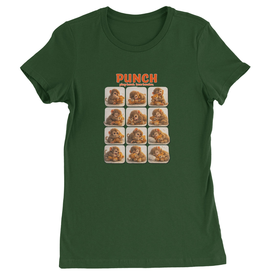 Punch Play Hard Love Harder Womens T-shirt Forest Green