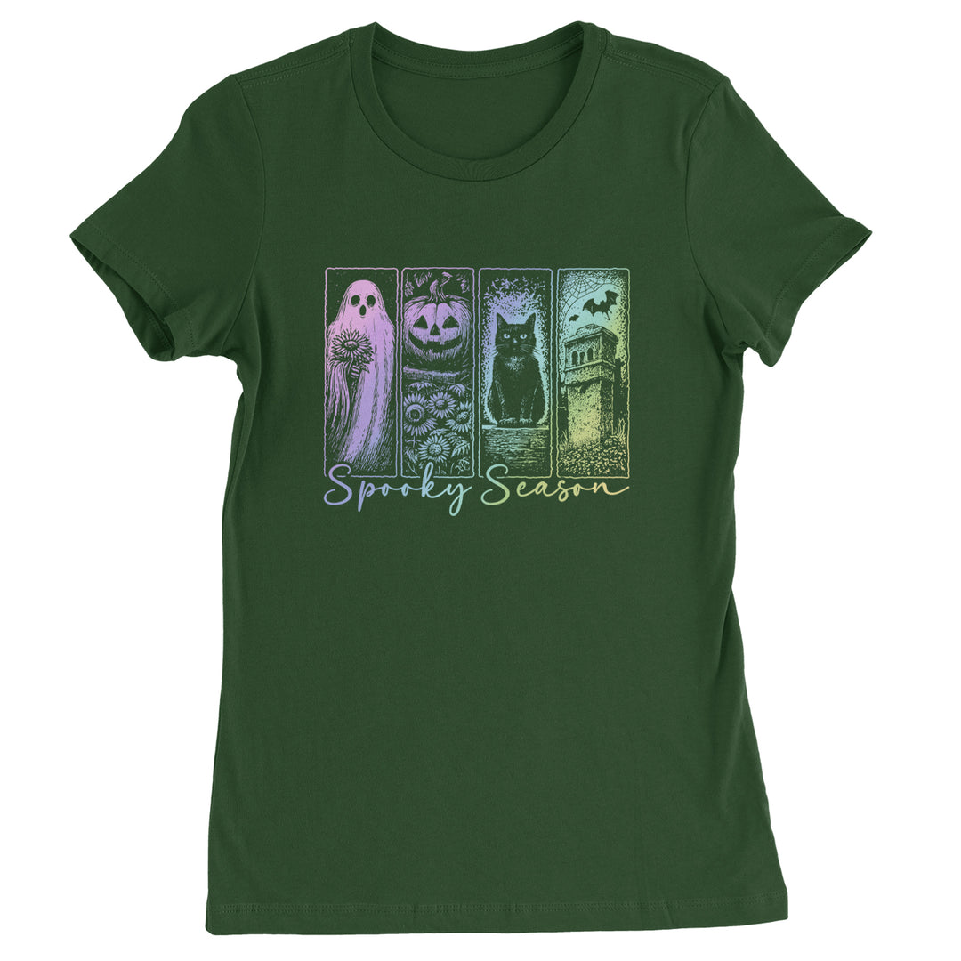 Spooky Season Cute Pastel Halloween Design Womens T-shirt Forest Green